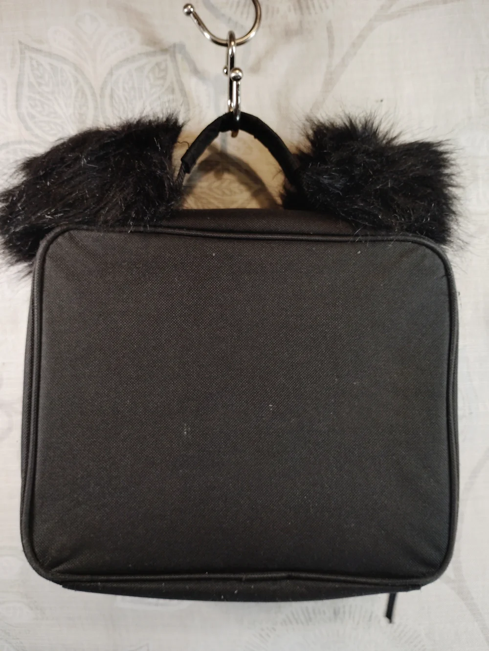 Justice Silver Sequin Panda Kids Lunch Tote Bag with Black Fur Ears
